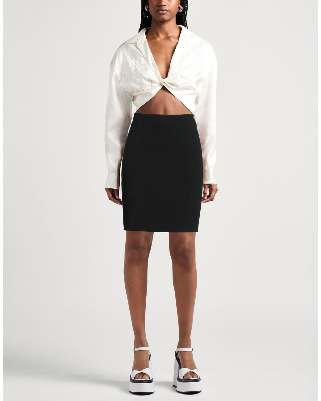 Moschino Black Couture Midi Skirt Polyester, Elastane