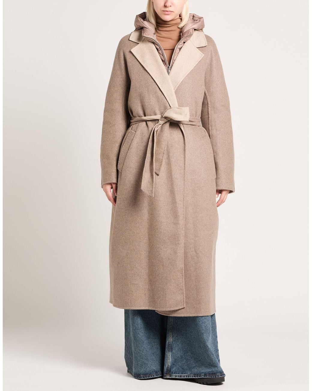 Moorer Natural Taupe Coat Cashmere, Silk