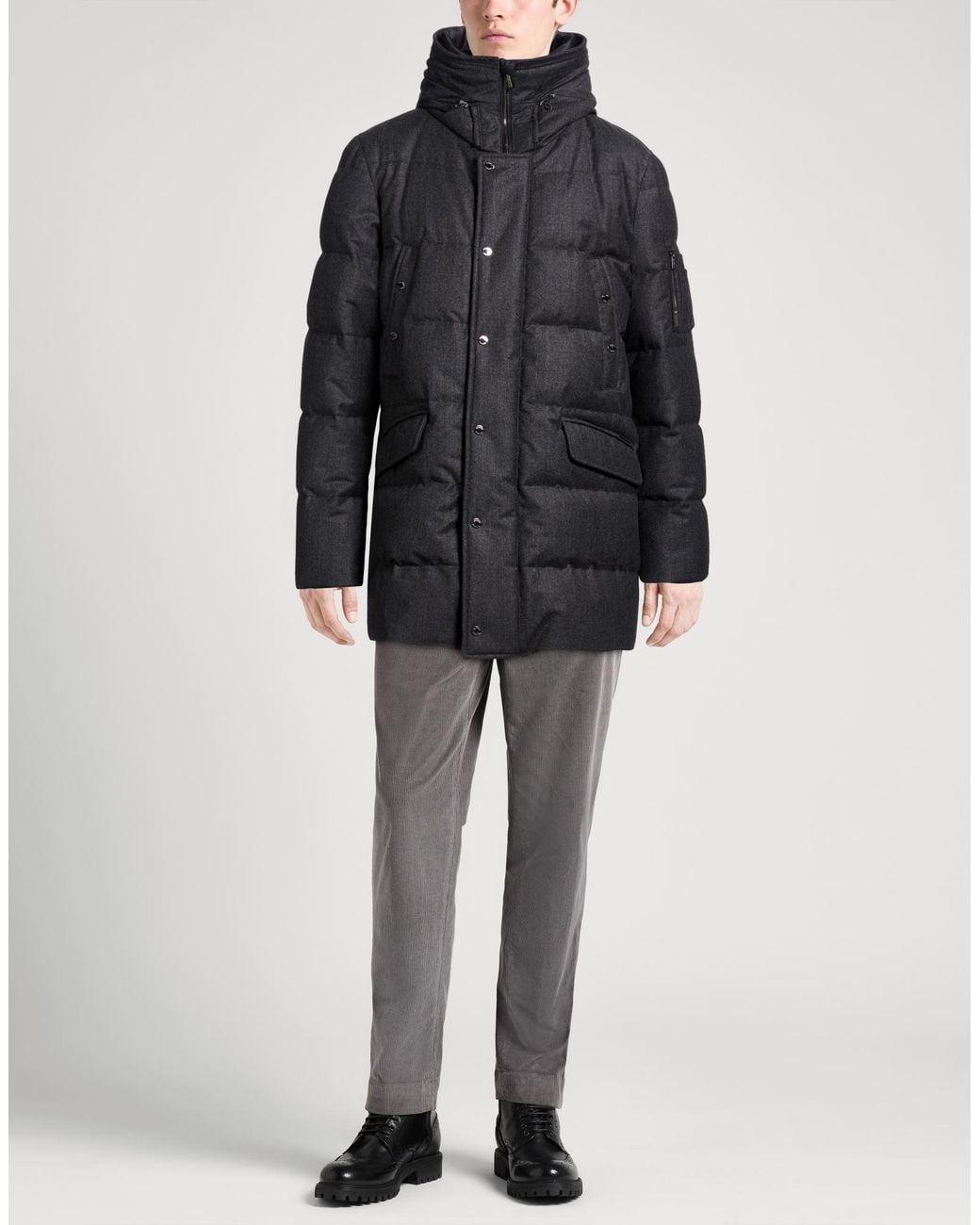Moorer Black Charcoal Puffer Polyamide, Polyester for men