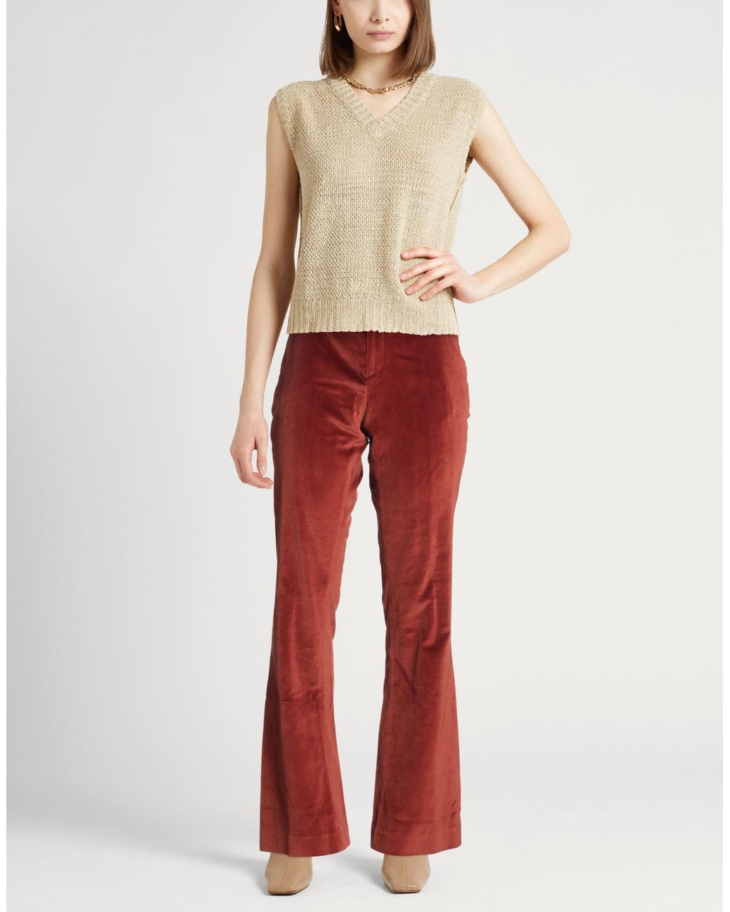PT Torino Red Rust Pants Cotton, Viscose, Elastane