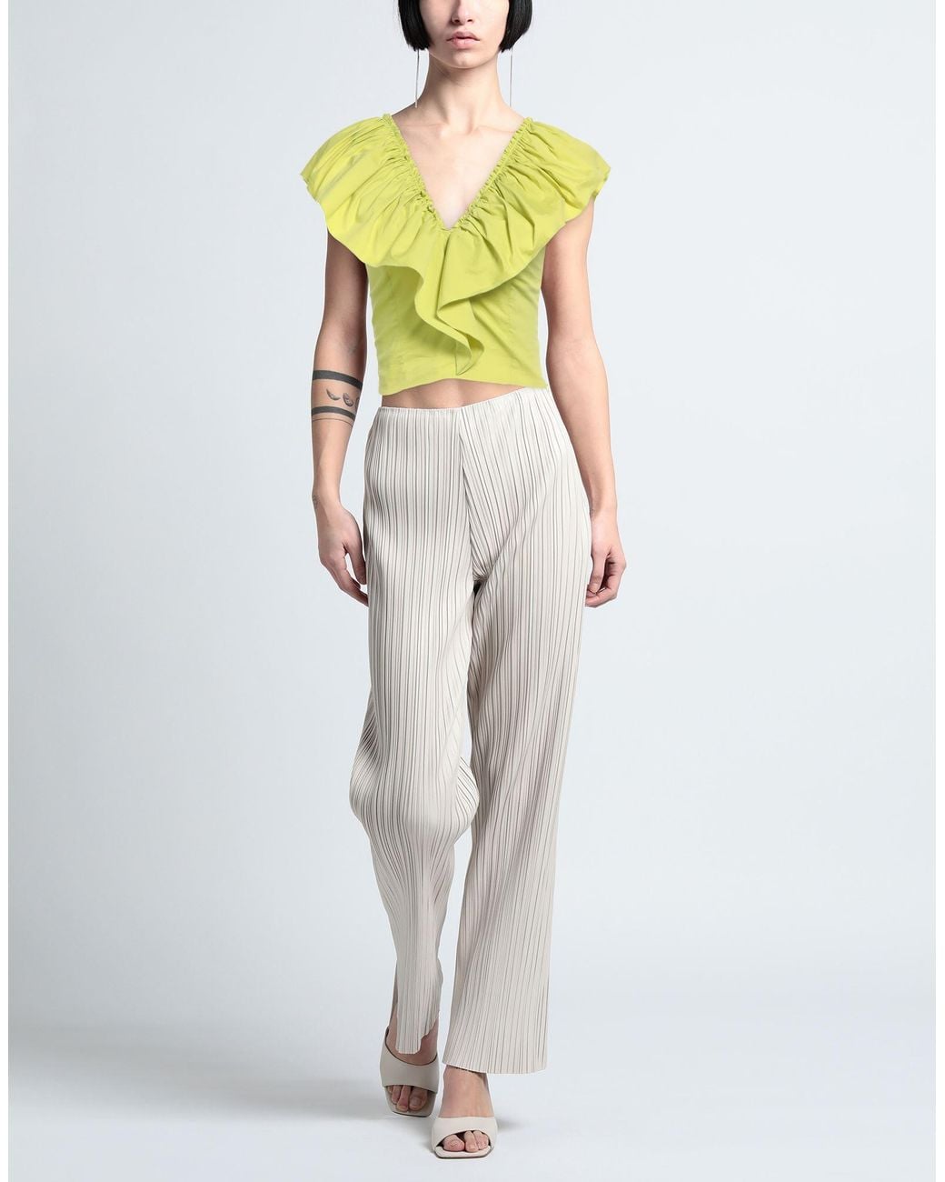 Nenette Yellow Lime Top Cotton, Polyamide, Elastane