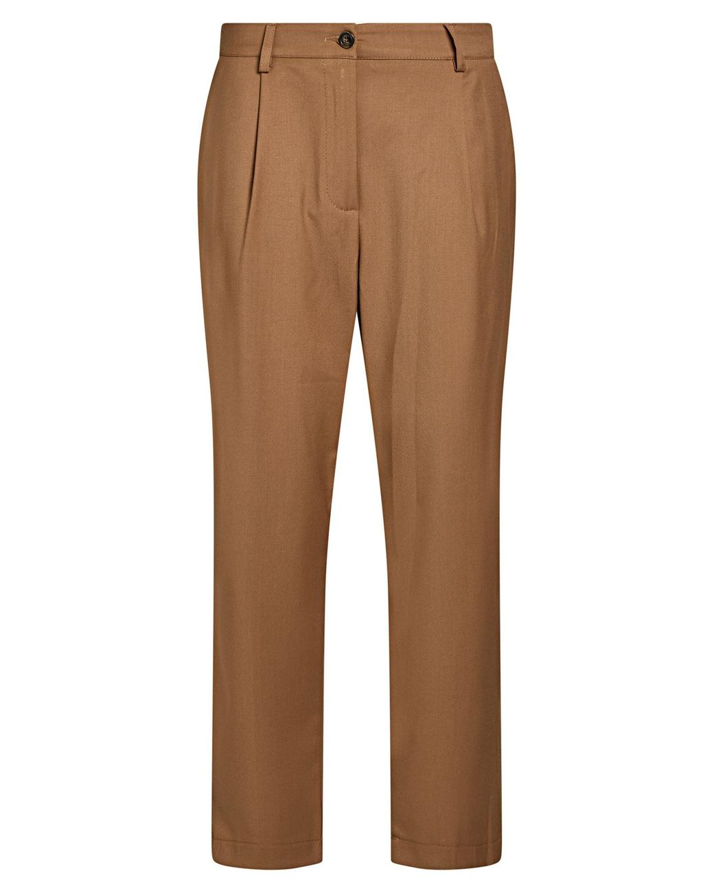 White Wise Brown Camel Pants Polyester, Viscose, Elastane