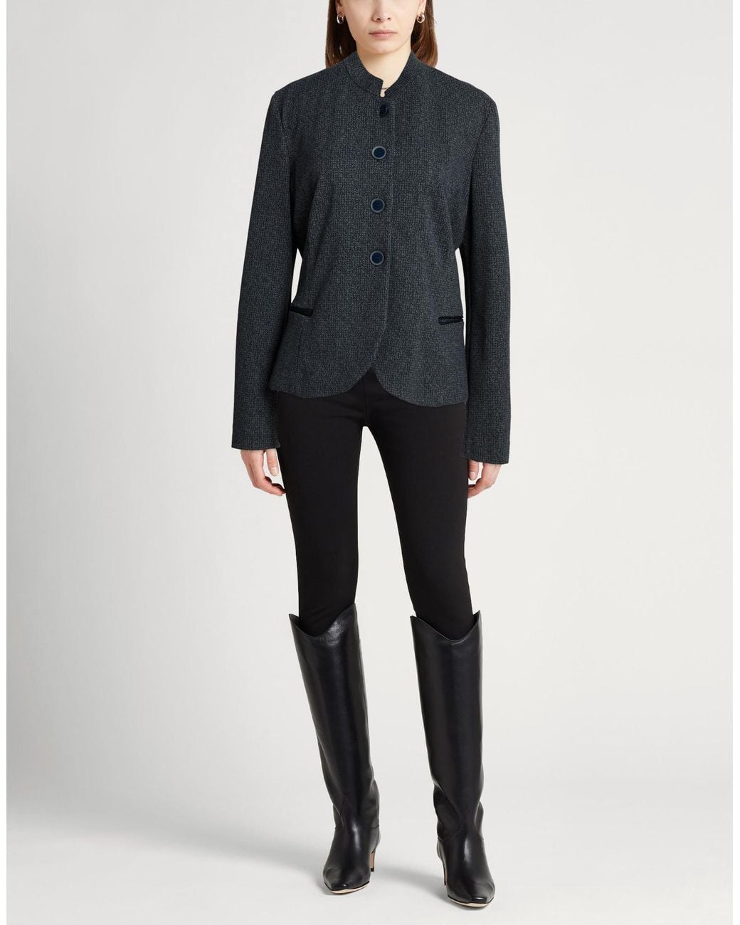 Emporio Armani Black Jacket Polyester, Viscose, Polyamide, Elastane