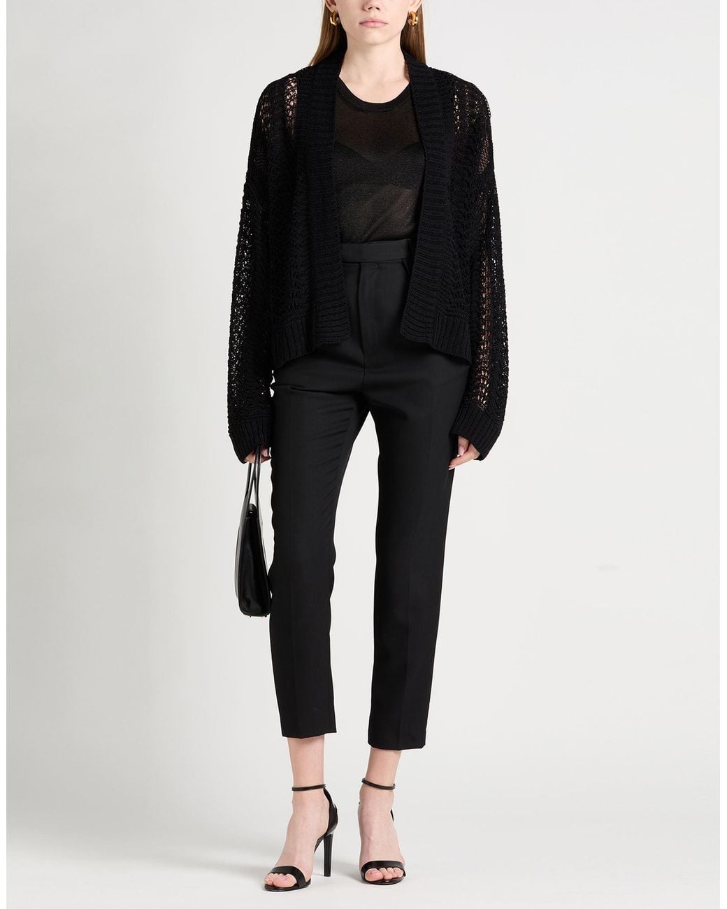 Daniele Fiesoli Black Cardigan Linen, Polyamide