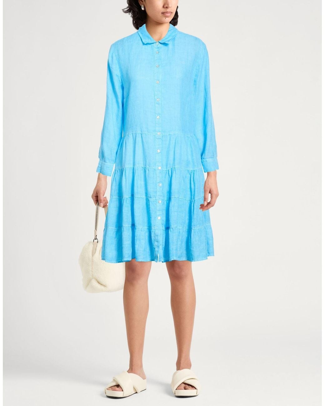 120% Lino Blue Mini Dress Linen