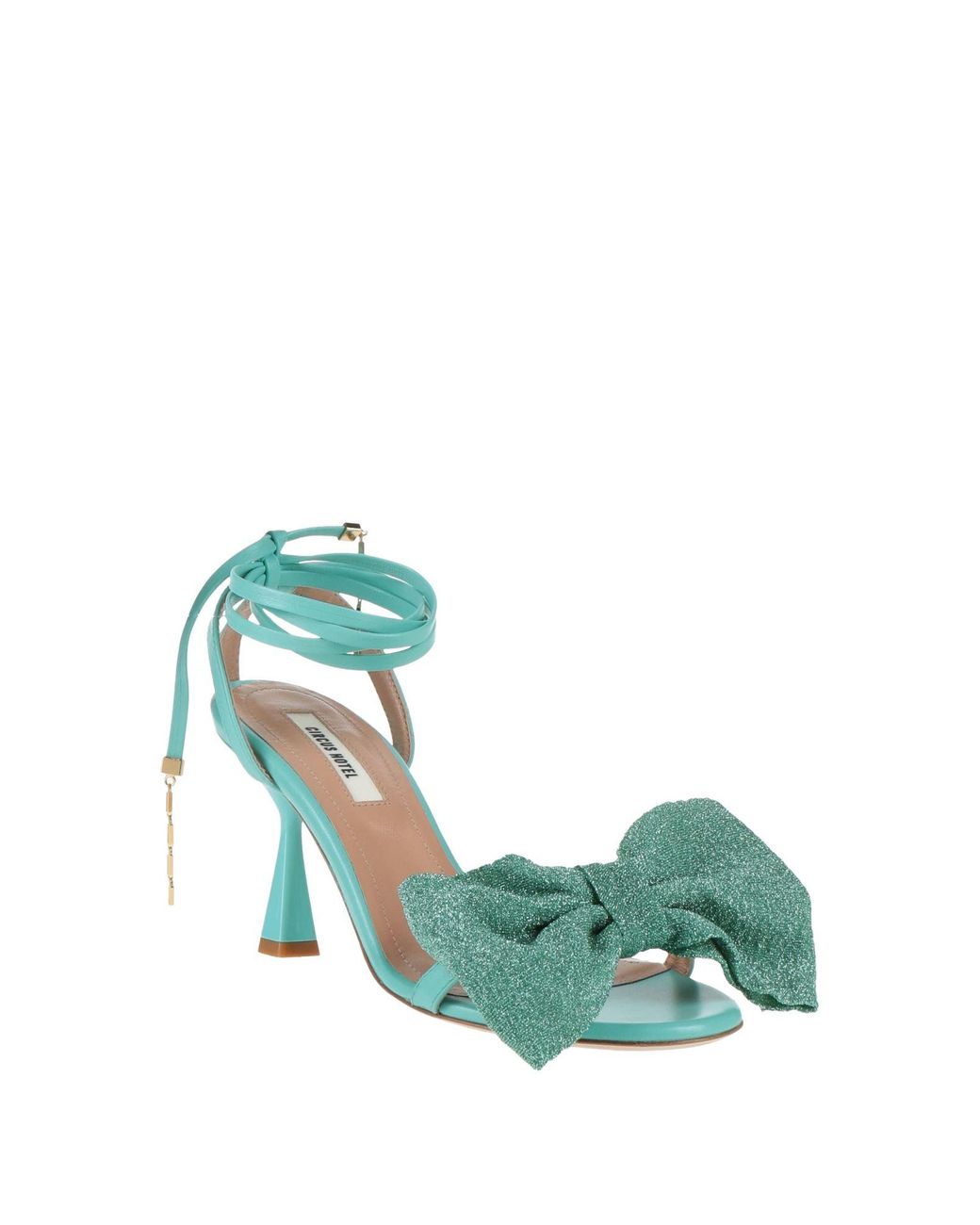 Semicouture Green Sandals Leather, Textile Fibers