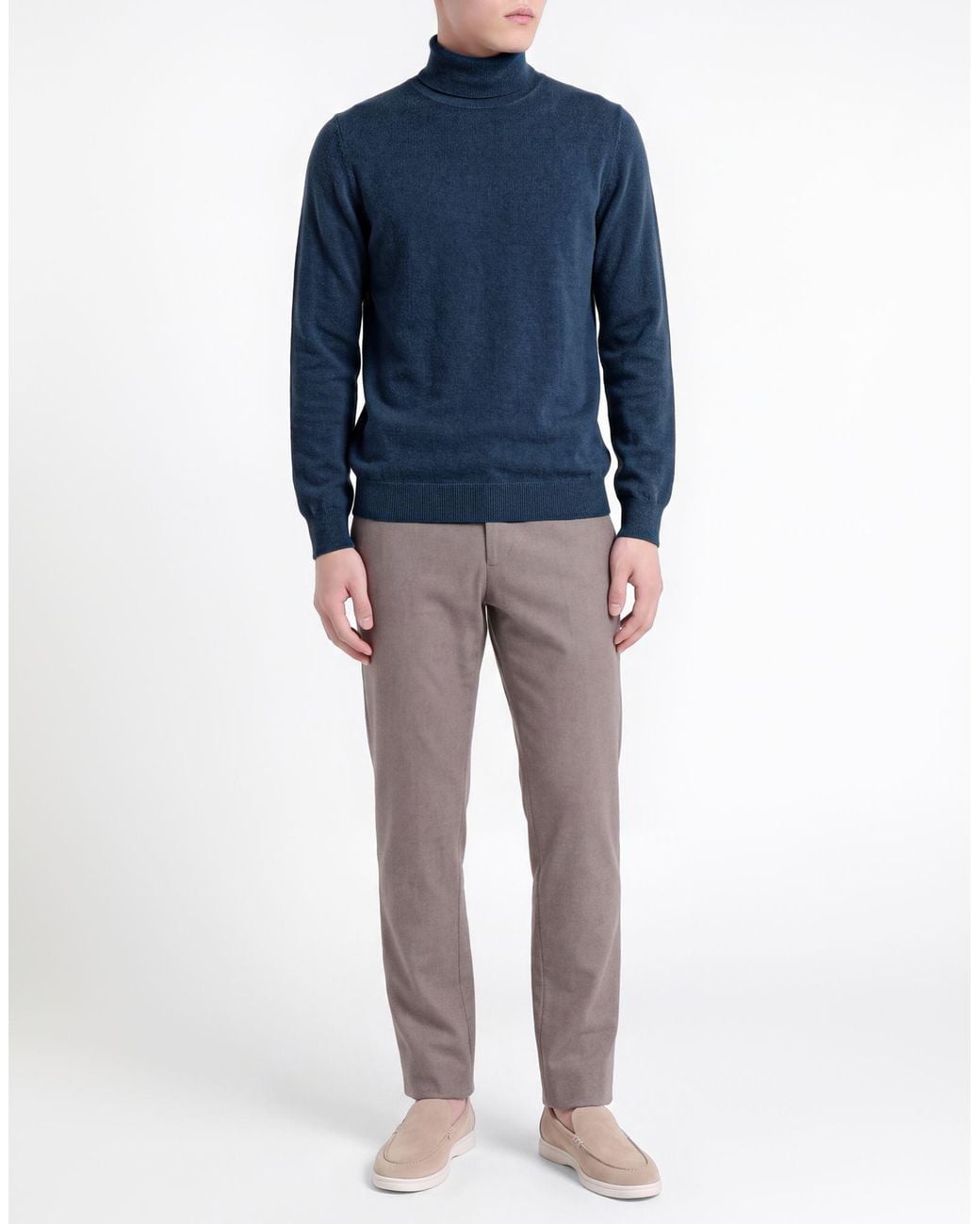 Fedeli Blue Turtleneck Cashmere for men