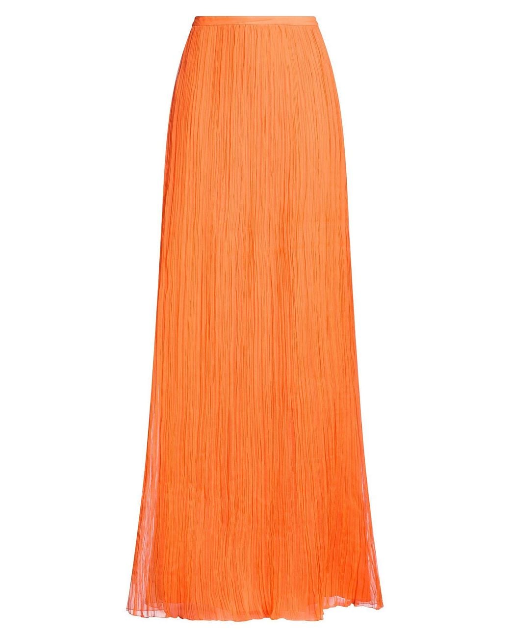Alberta Ferretti Orange Maxi Skirt Silk