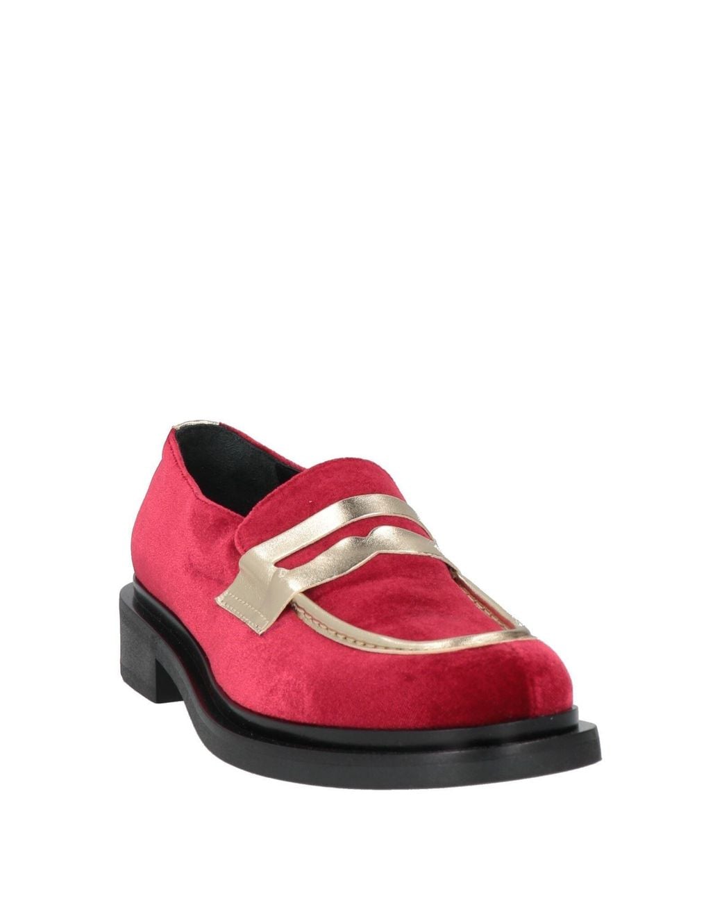 Nila & Nila Red Loafers Textile Fibers, Synthetic Material