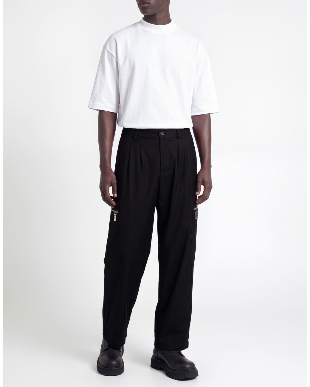 DISCLAIMER Black Pants Polyester, Viscose, Elastane for men