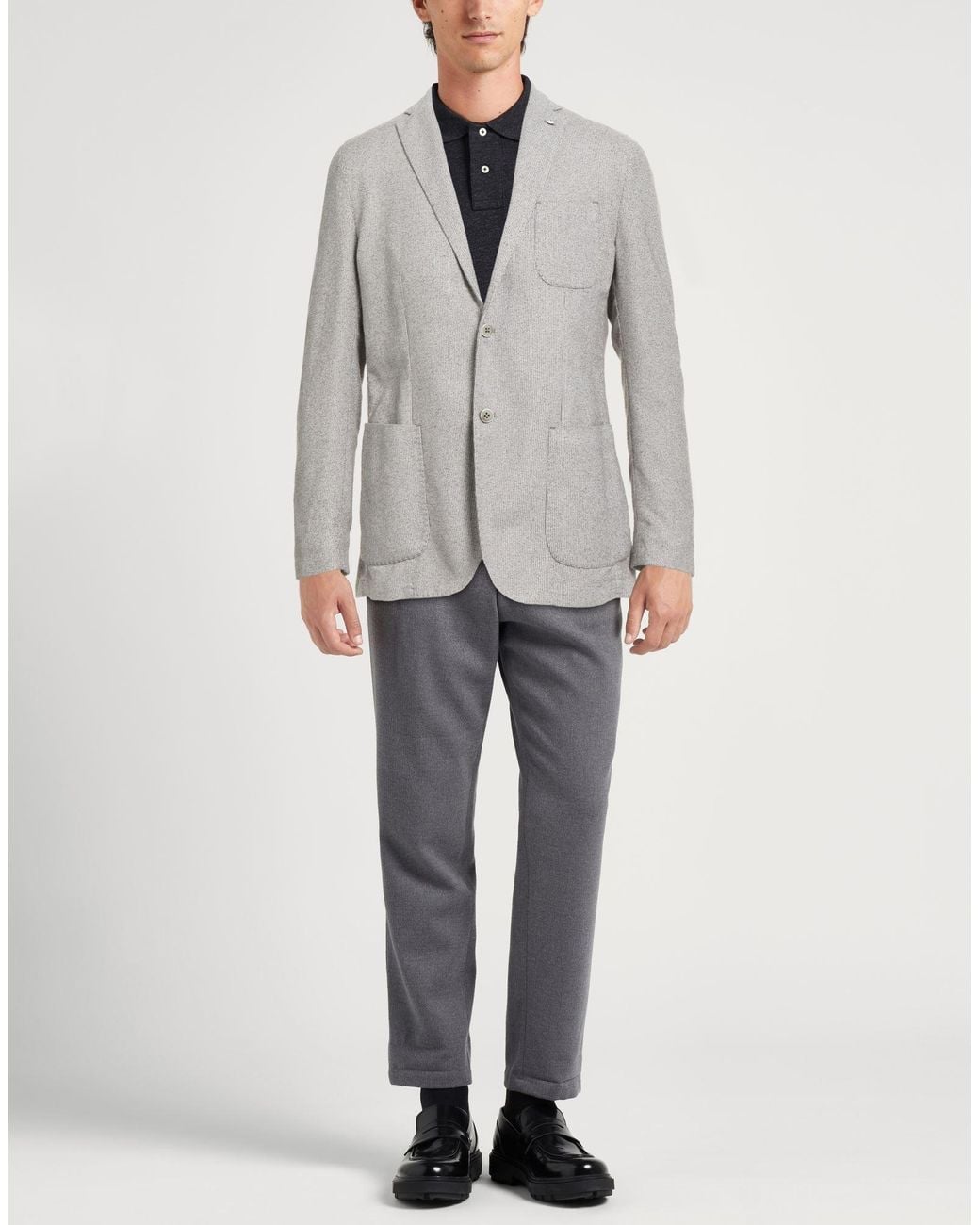 L.b.m. 1911 Gray Blazer Cotton, Polyester, Polyamide for men