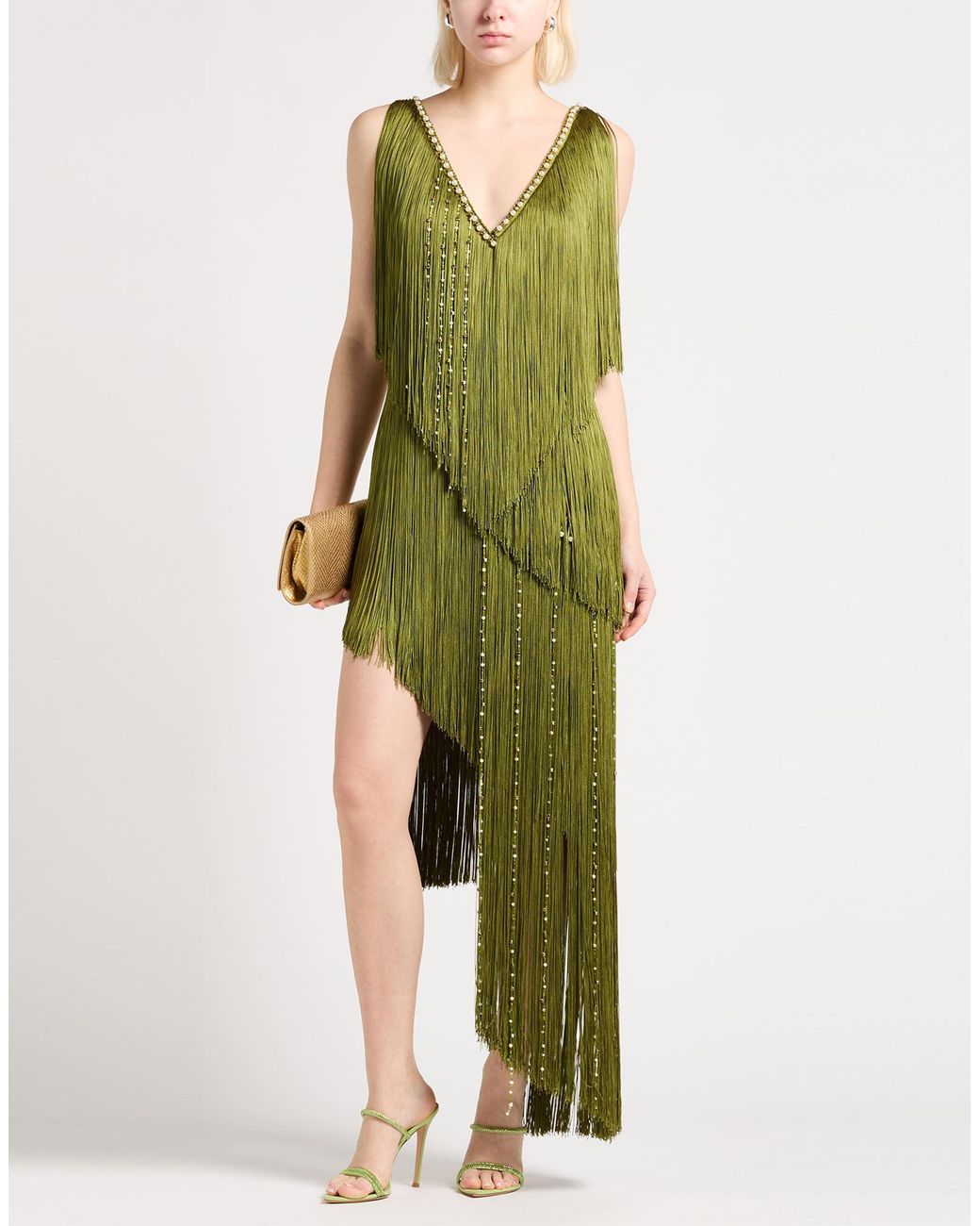 Elisabetta Franchi Green Maxi Dress Polyester, Elastane