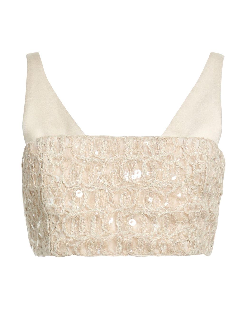 Brunello Cucinelli Natural Top Superkid Mohair, Polyamide, Silk, Linen, Polyester