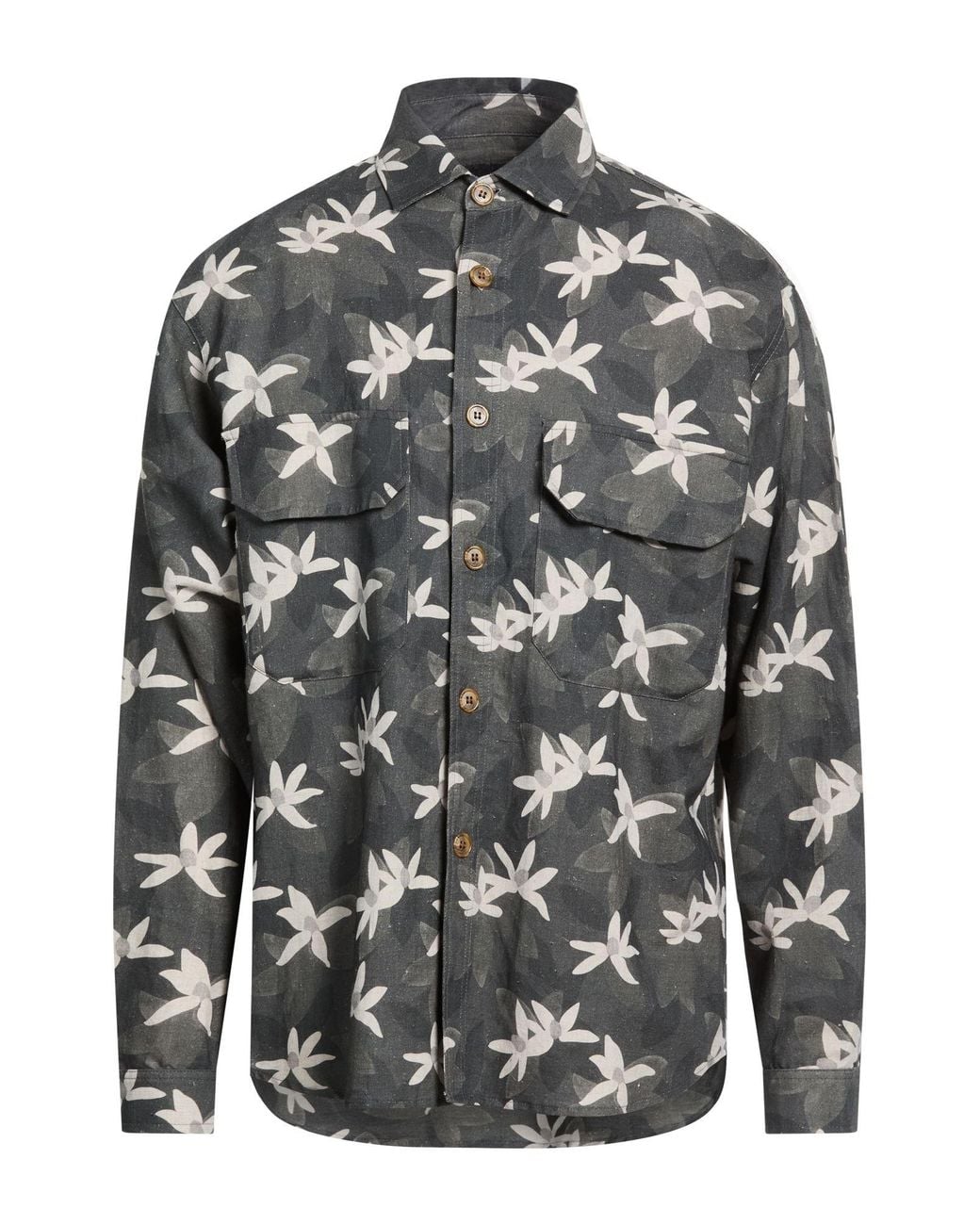 White Sand Gray Charcoal Shirt Linen, Cotton for men