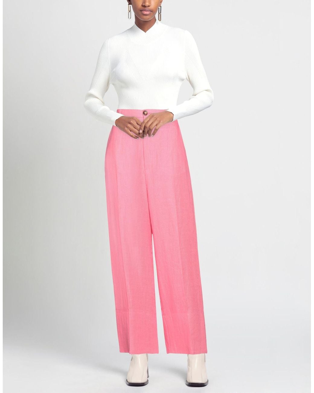 SOLOTRE Pink Pants Linen, Cotton