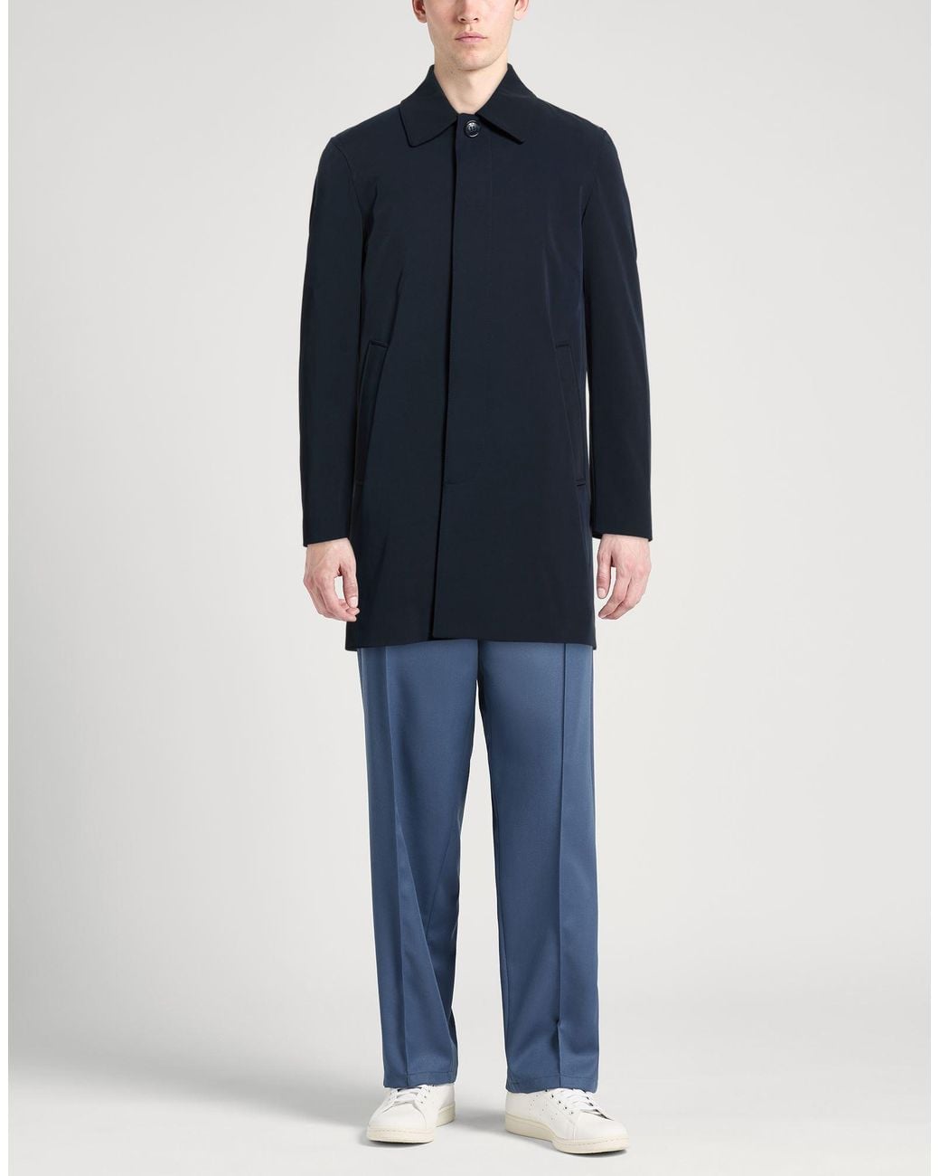 AT.P.CO Blue Overcoat & Trench Coat Polyester, Elastane for men