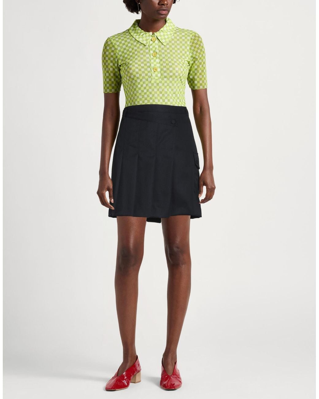 Sandro Blue Midnight Mini Skirt Polyester, Virgin Wool