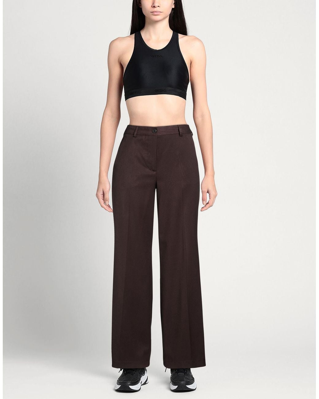 ViCOLO Brown Pants Polyester, Viscose, Elastane