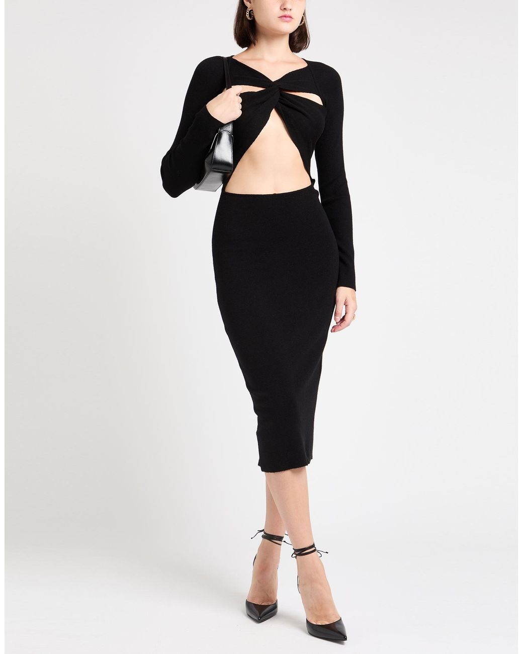 Akep Black Midi Dress Viscose, Polyester, Polyamide