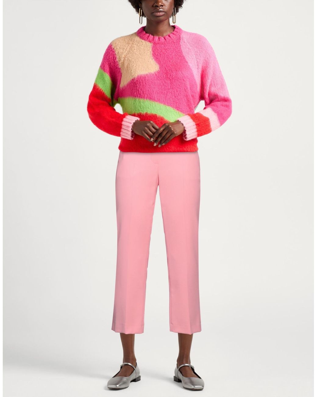 Seductive Pink Pants Polyester, Viscose, Elastane