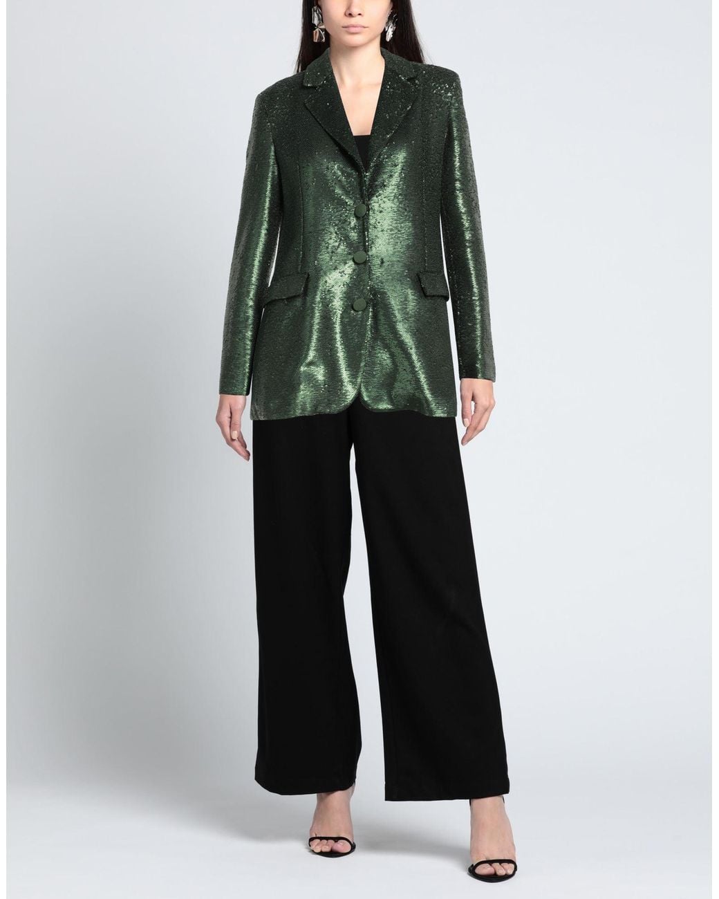 Blumarine Green Blazer Polyester, Elastane