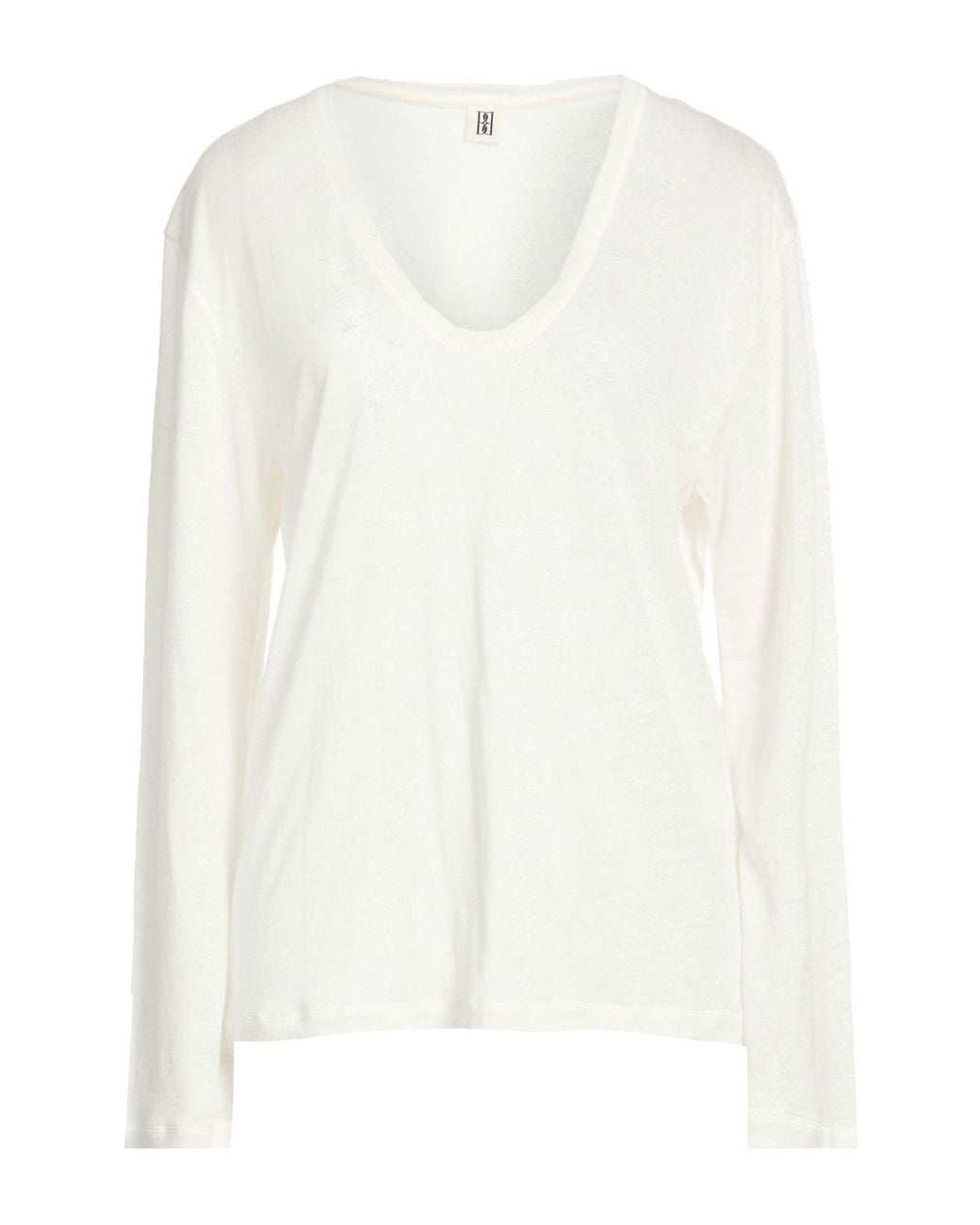 By Malene Birger White Ivory T-Shirt Lyocell, Linen