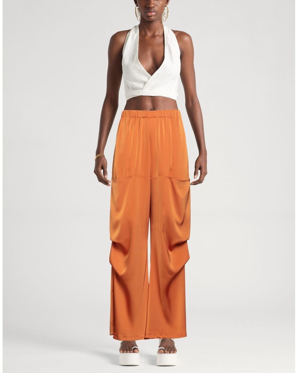 Hanita Orange Pants Polyester