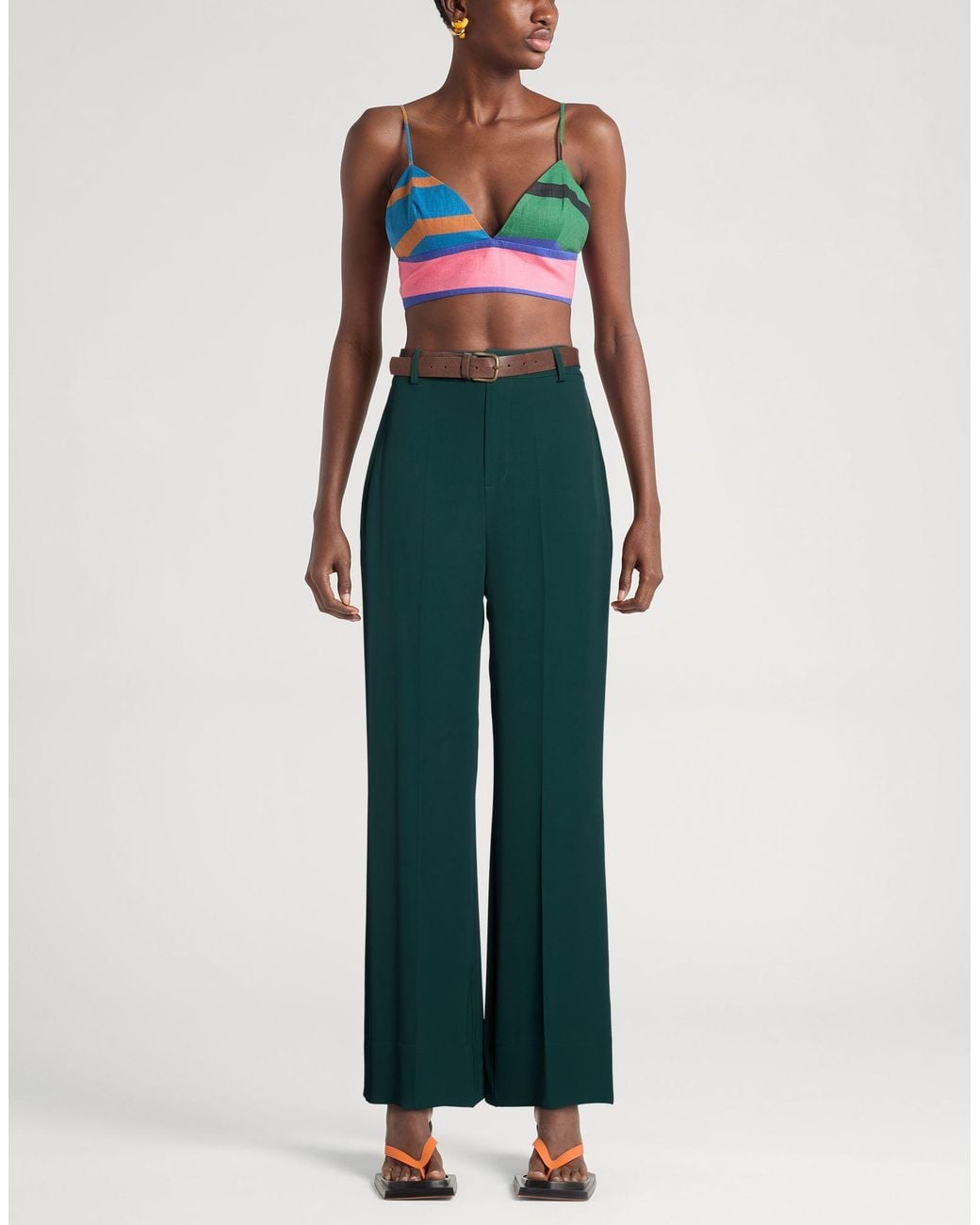 Motel Green Dark Pants Polyester, Elastane