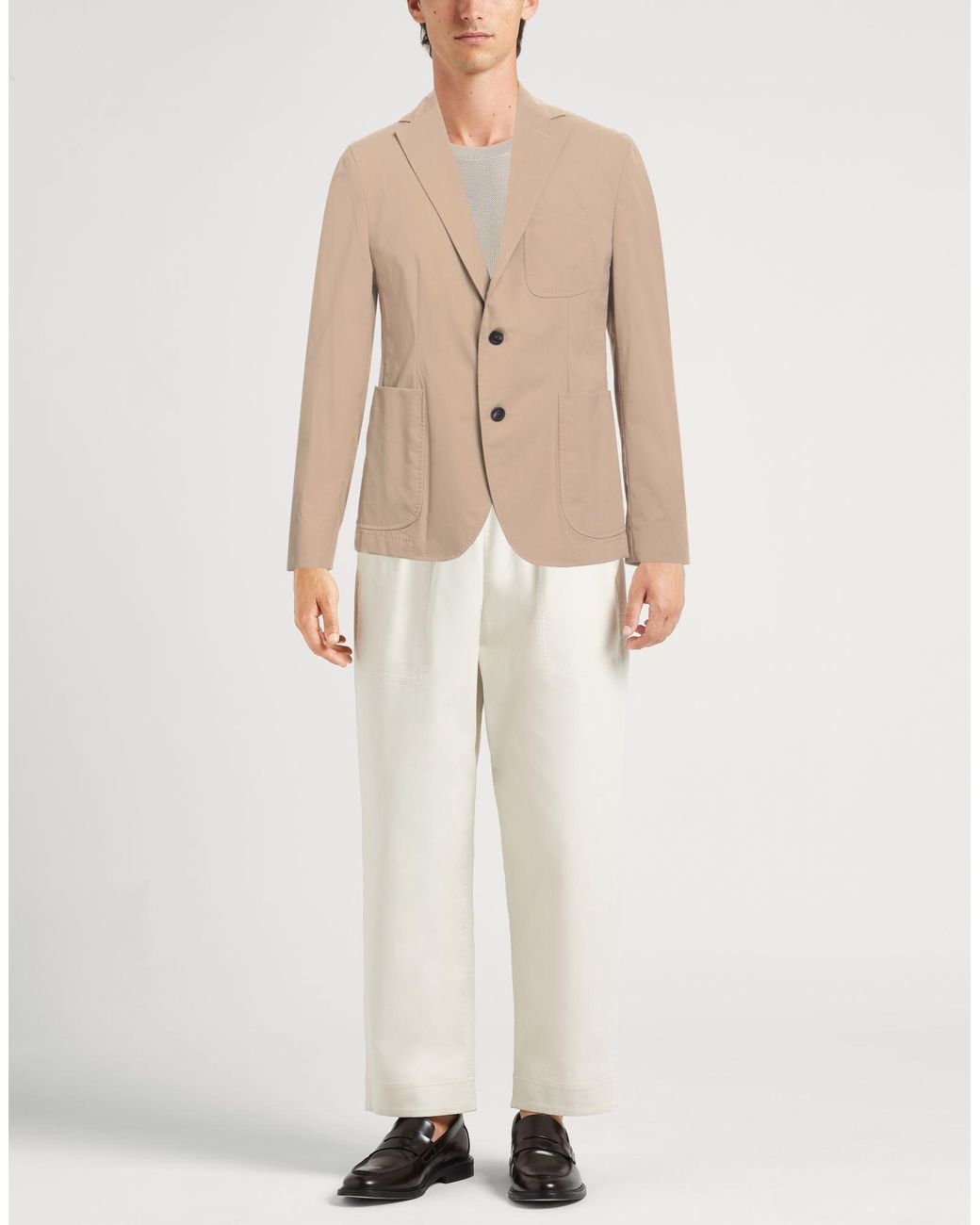 Peserico Natural Camel Blazer Cotton, Polyamide, Elastane for men
