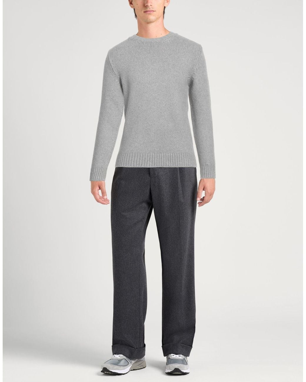 Fedeli Gray Sweater Cotton, Polyester for men