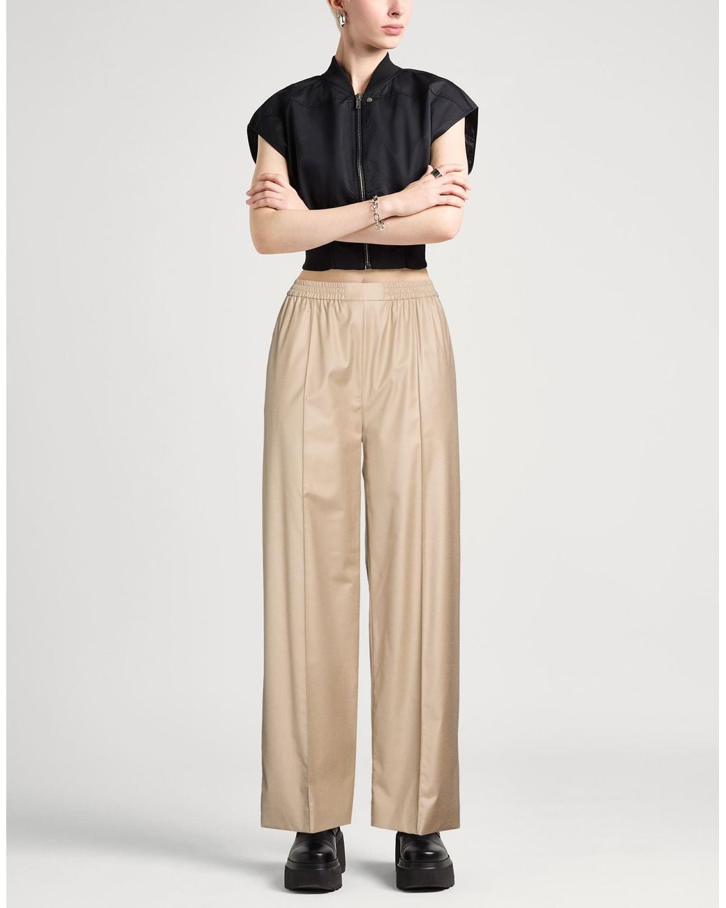 Yves Salomon Natural Pants Virgin Wool, Silk