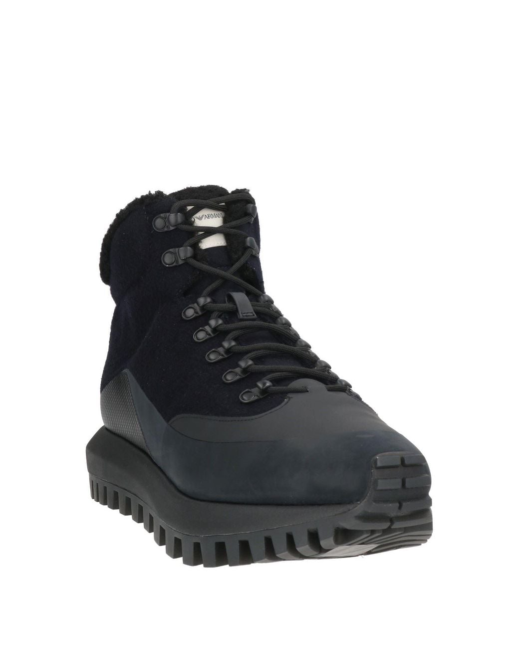 Emporio Armani Black Ankle Boots Textile Fibers, Synthetic Material for men