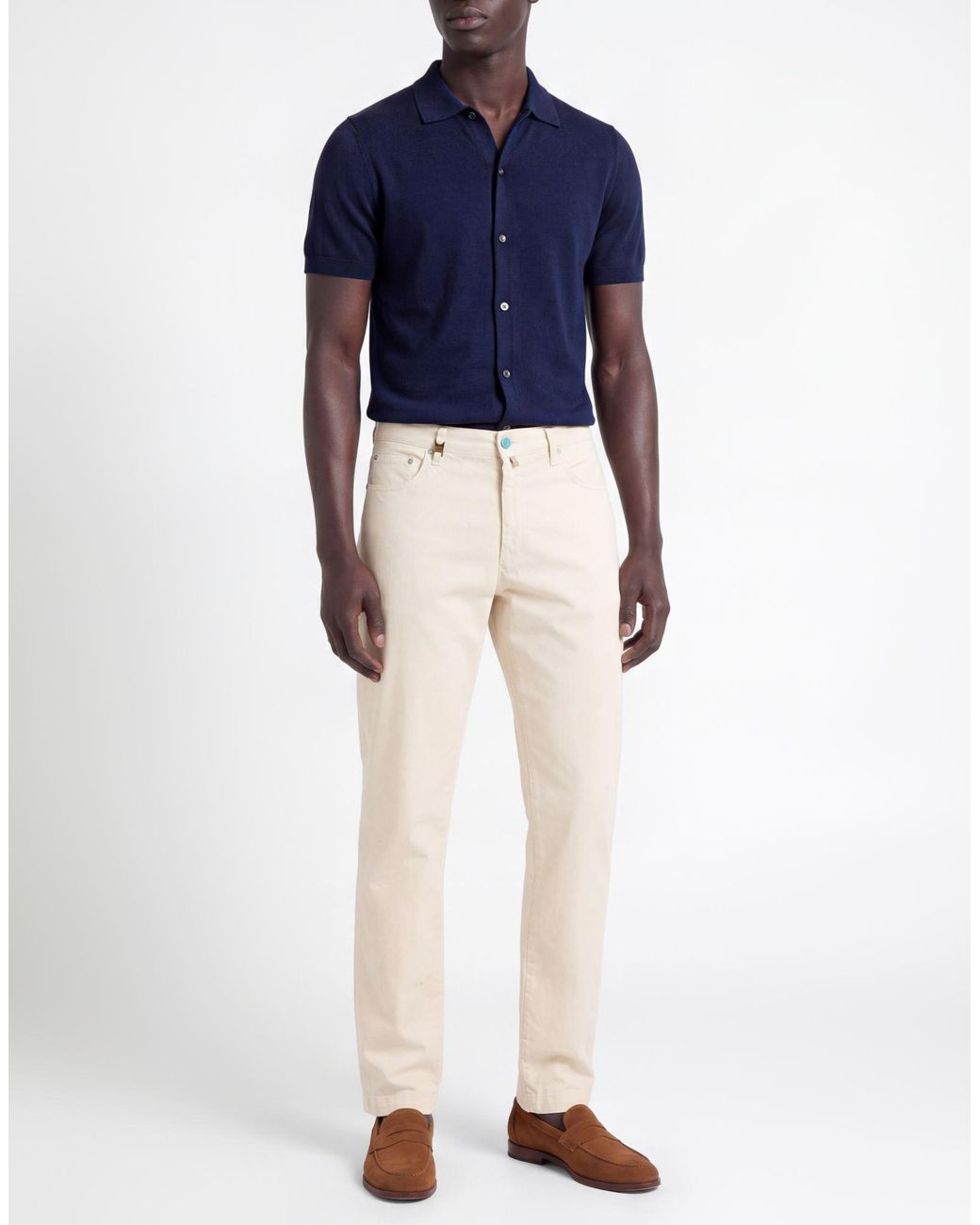 Barbati Natural Cream Pants Cotton, Elastane for men