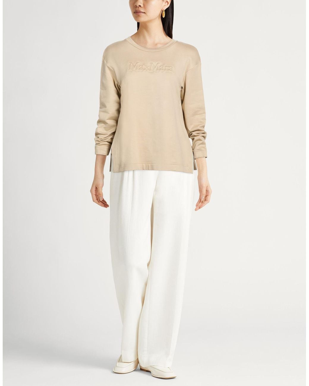 Max Mara Natural Sand Sweatshirt Silk, Cotton, Elastane