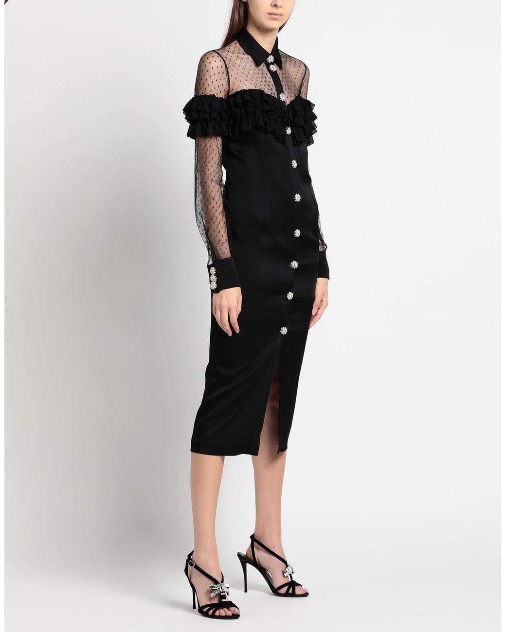 Amen Black Midi Dress Acetate, Viscose, Polyamide, Polyester