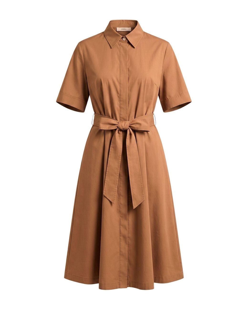 Fedeli Brown Midi Dress Cotton