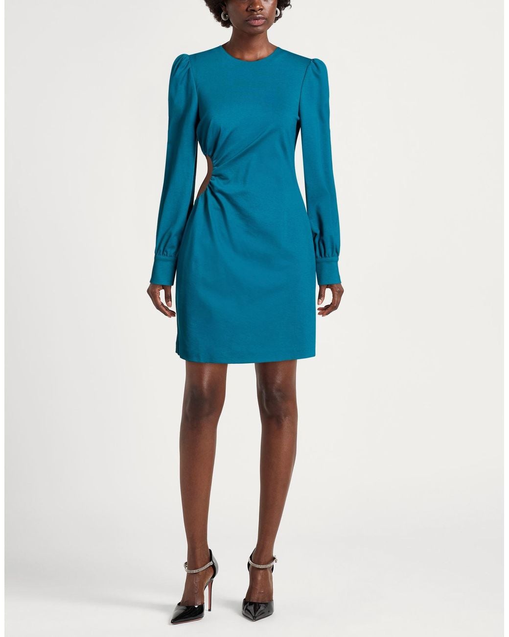 Suoli Blue Deep Mini Dress Viscose, Polyamide, Elastane
