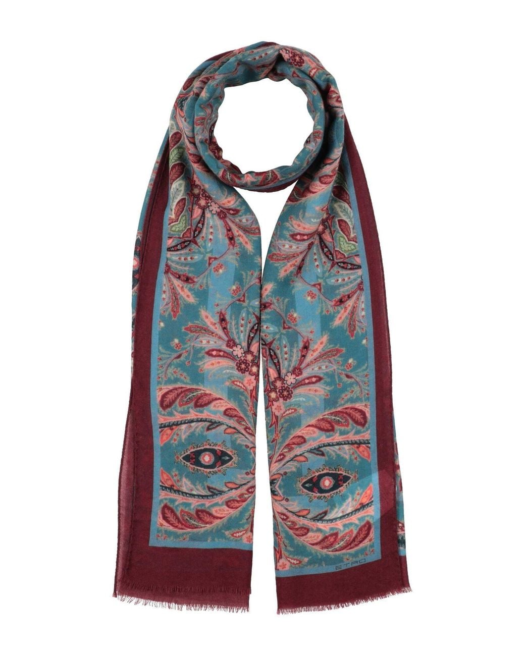 Etro Blue Azure Scarf Wool, Cashmere