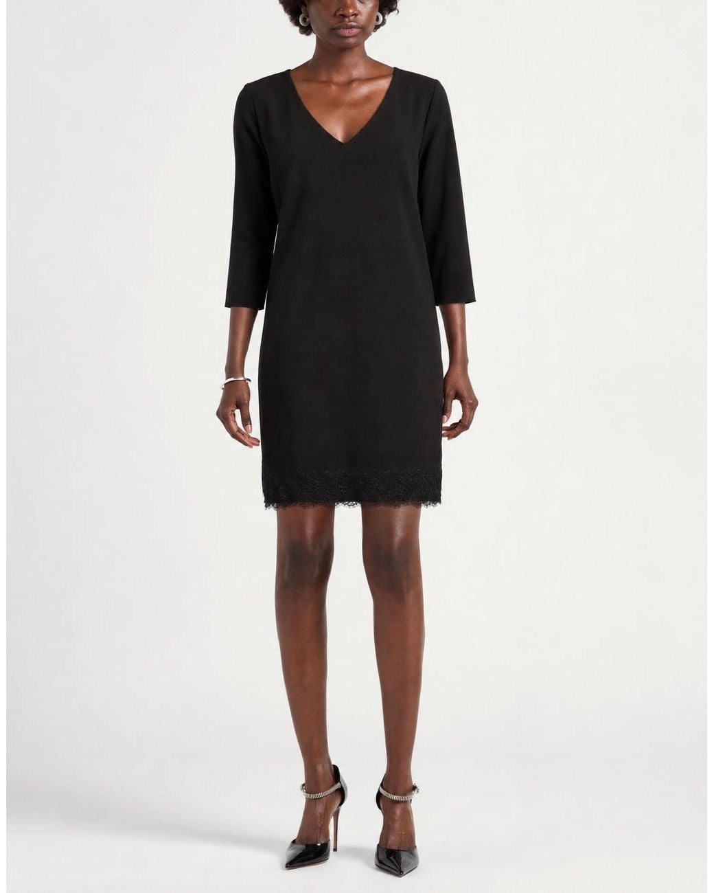 Elena Miro Black Midi Dress Polyester, Elastane, Polyamide