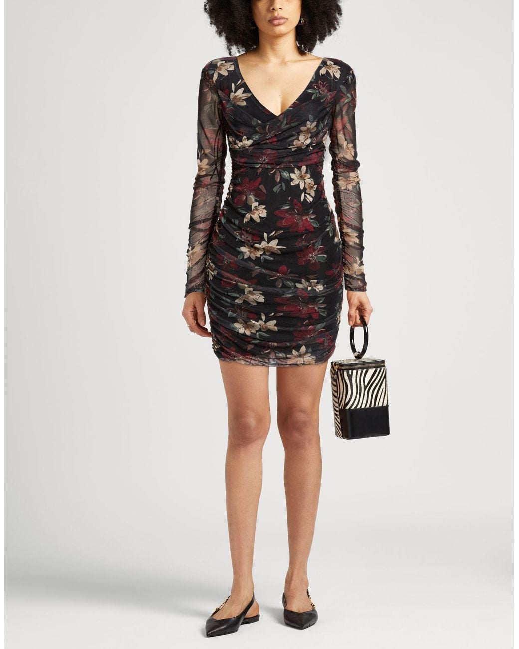 Mar De Margaritas Black Mini Dress Polyester, Elastane