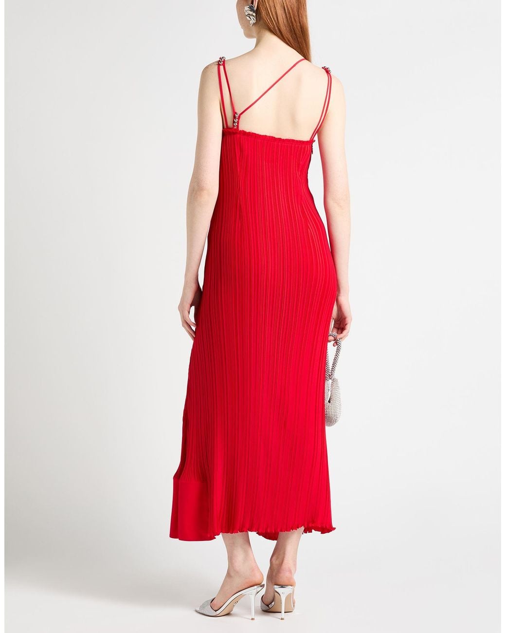 Lanvin Red Midi Dress Polyester, Rayon