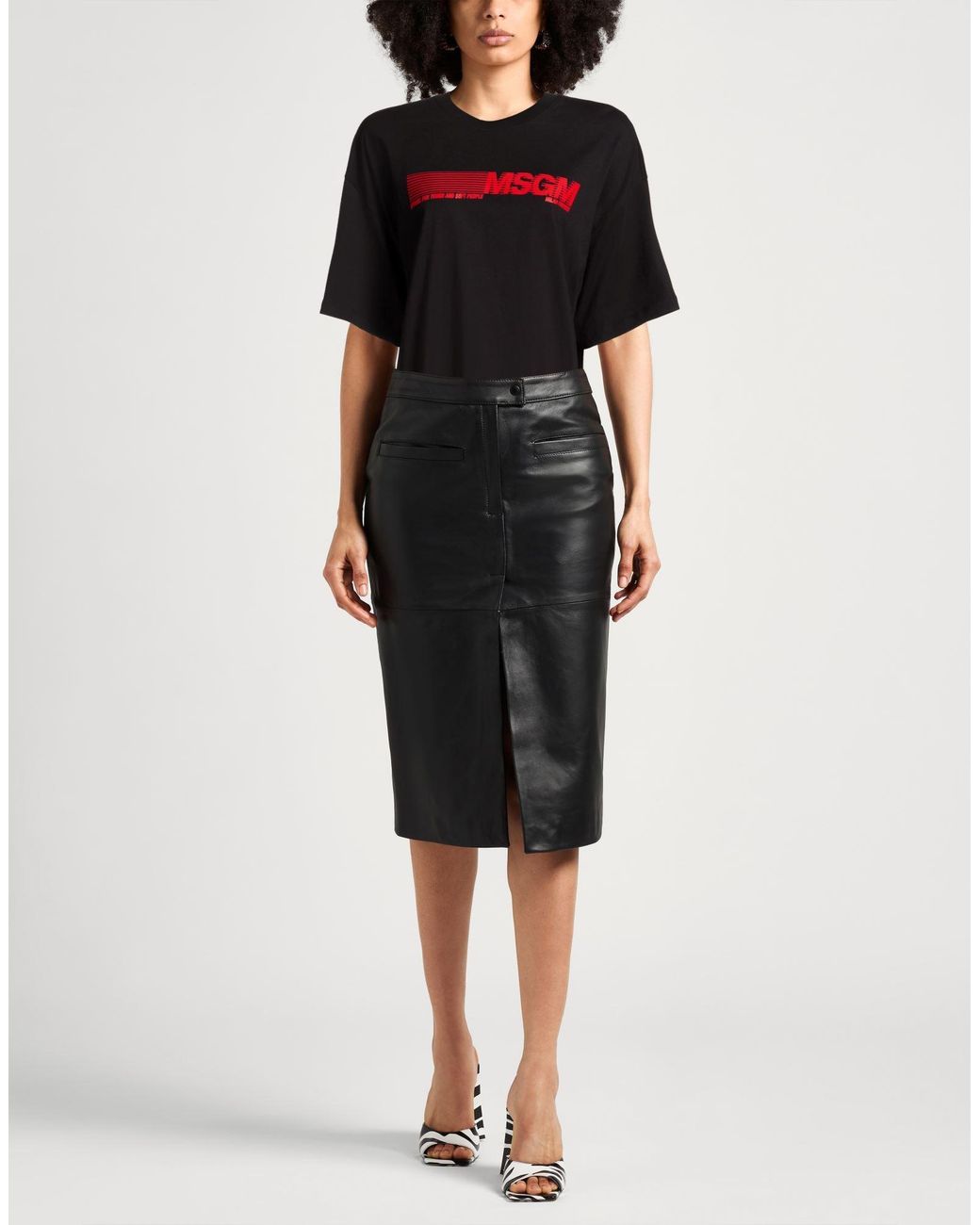 MSGM Black T-Shirt Cotton