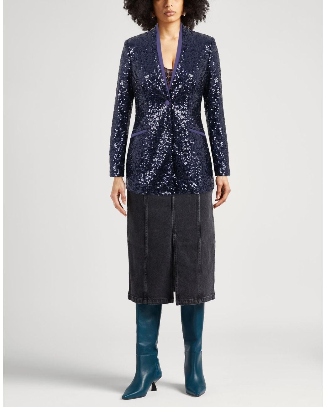 La Petite Robe Di Chiara Boni Blue Blazer Polyester, Polyamide, Elastane