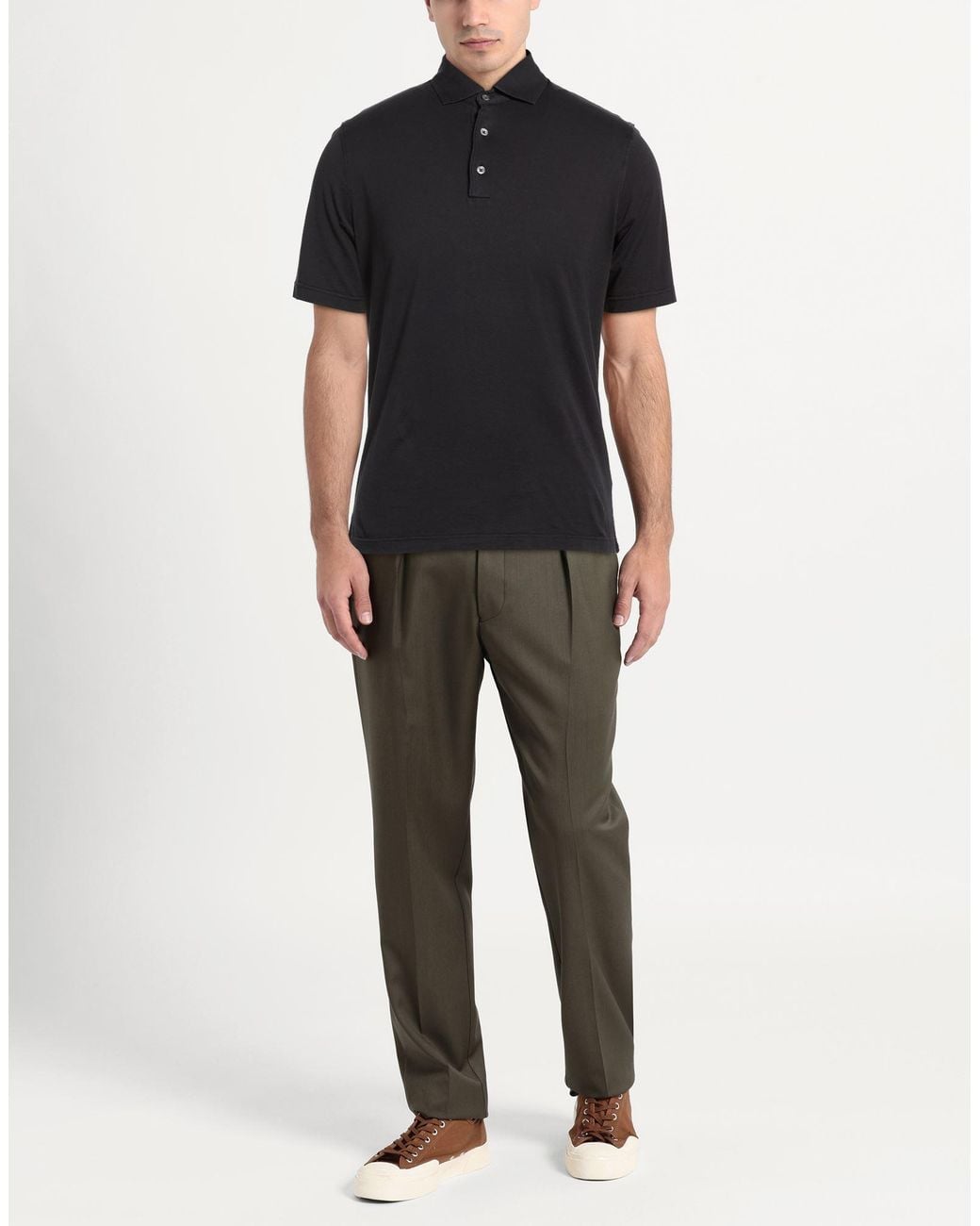 FILIPPO DE LAURENTIIS Black Polo Shirts for men