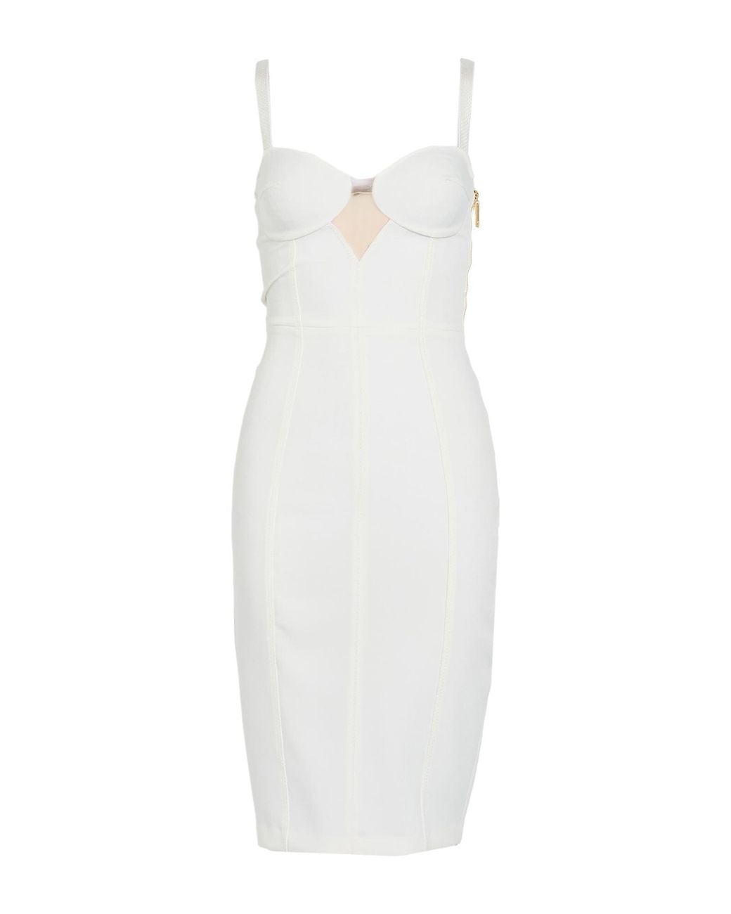 Elisabetta Franchi White Mini Dress Polyester, Elastane