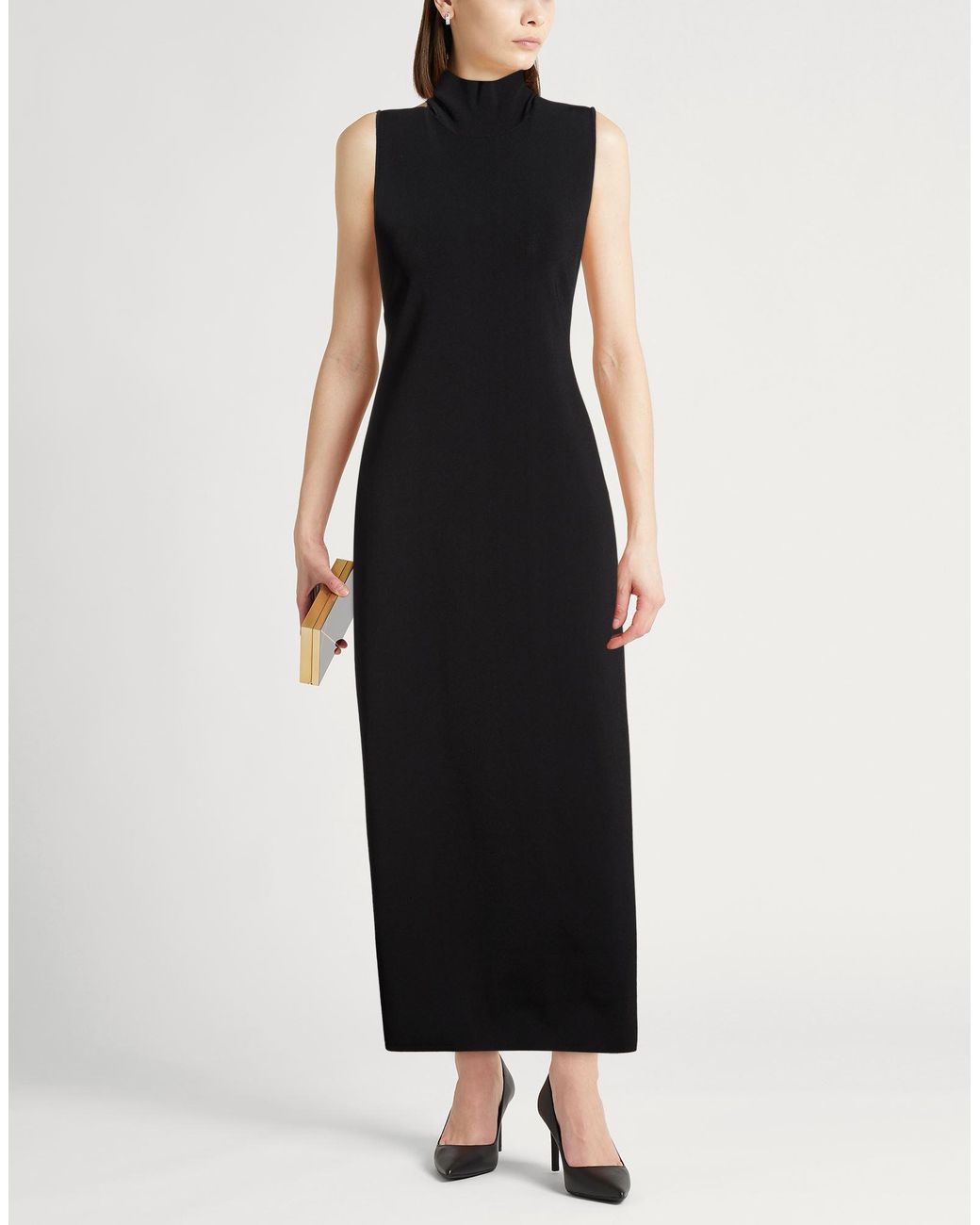 Sportmax Black Maxi Dress Viscose, Polyamide, Polyester, Elastane