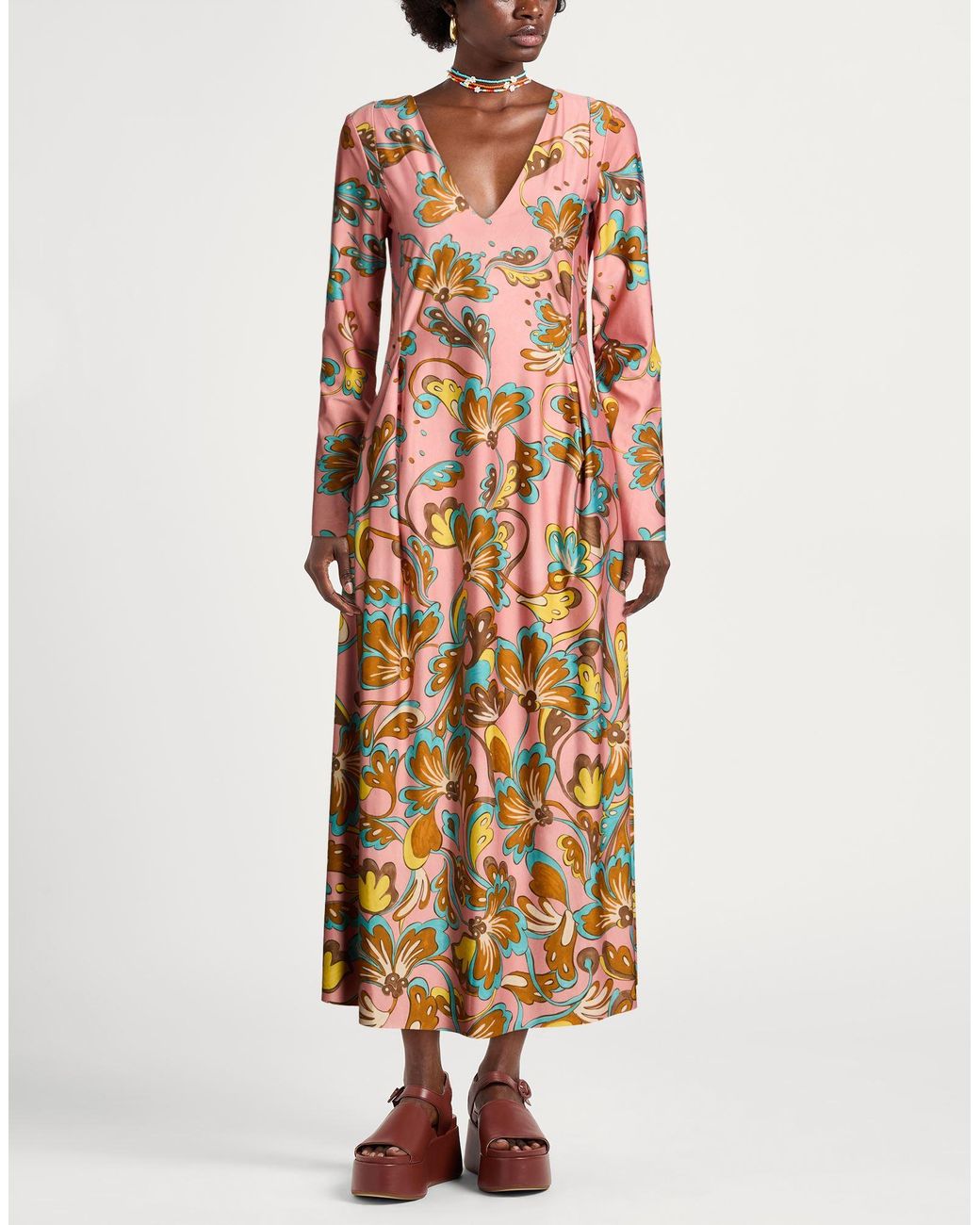 Maliparmi Multicolor Midi Dress Polyester, Elastane