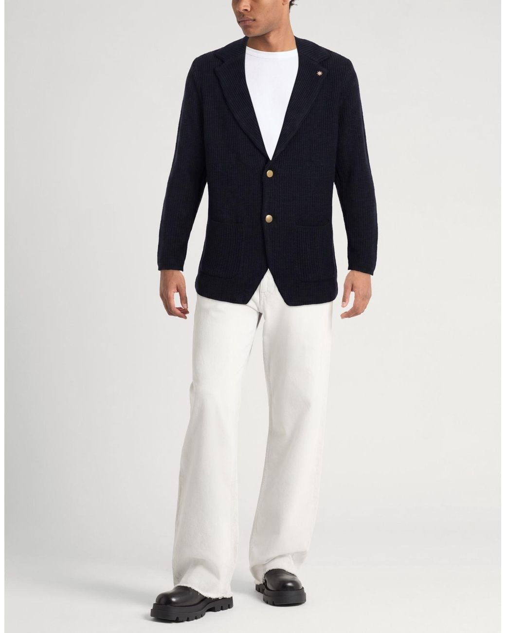 Manuel Ritz Blue Midnight Blazer Acrylic, Virgin Wool for men