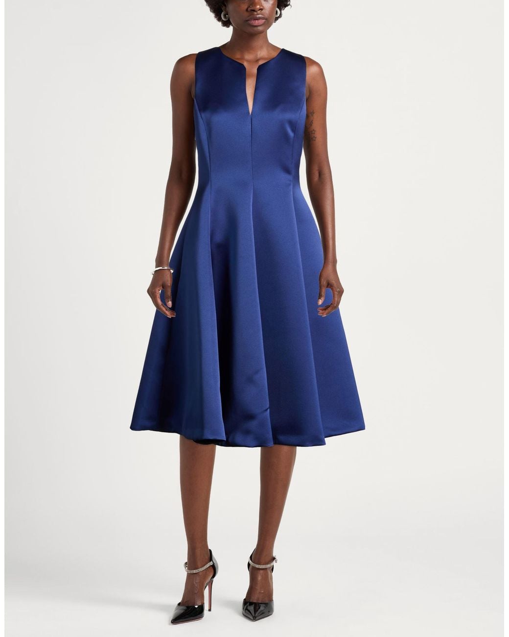 Sara Roka Blue Midi Dress Polyester