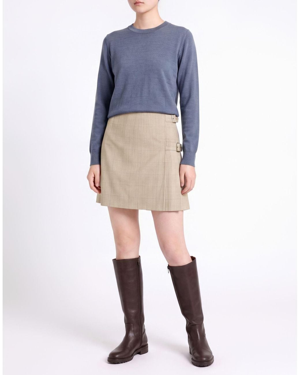 Moschino Natural Mini Skirt Virgin Wool